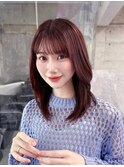 黒髪韓国小顔レイヤーイメチェン暗めオリーブグレークラゲヘアー