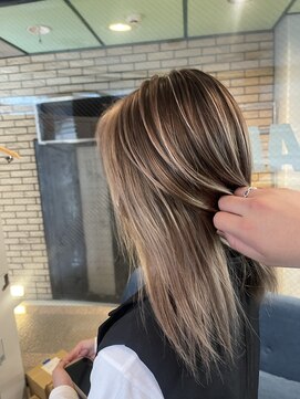 ラフ(LAFF) #バレイヤージュ#グレージュカラー#ボブウルフ#ココアベージュ