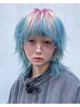 レコ 渋谷(LECO) ハッシュカットシャギーウルフルーツカラーデザインカラー