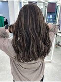 7718グレージュ3Dハイライトグラデーション韓国ワンホンヘア
