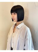 黒髪ボブぱっつん前髪ボブミニボブ切りっぱなしボブ