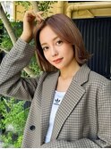 【くびれ外ハネ×ラベンダーベージュ】抜け感ニュアンスボブ