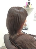 30代40代50代/外ハネミディアム/インナーカラー/サーモンピンク