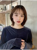 ナチュラルくびれボブ顔周りレイヤーボブシースルーバング恵比寿
