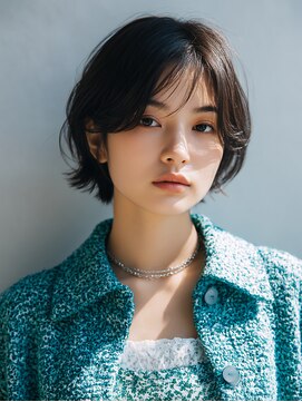 ロッソ 大橋店(Rosso) 長めバングのニュアンスショートボブ【大橋】
