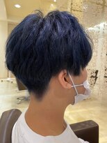 シークレットベースエヌ(Secret Base N)&nbsp;暗髪アッシュダブルカラーダークブルー_ワックスなし_爽やか短髪