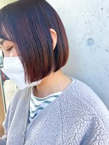 アチーブ ヘア デザイン(achieve hair design) ぱっつん丸みショートボブ ツヤ髪ブラウン暗髪ナチュラル