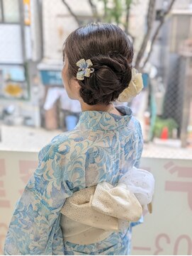 ヒデ美容室 浴衣ヘアアレンジ～ふんわりお団子ヘア