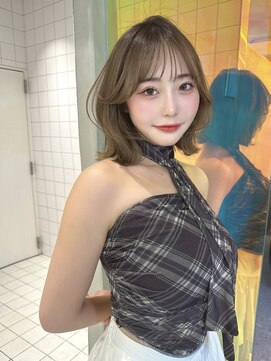 ロンド ジュルード 名古屋(Lond jeloud) 外はねボブ ウェーブ巻き 顔周り 前髪 シースルーぱっつん