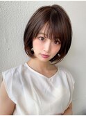 ミディアムウルフひし形シルエットボブホワイトグレージュ