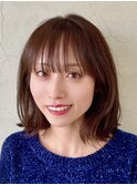 レイヤーカットミルクティーベージュ前髪カット