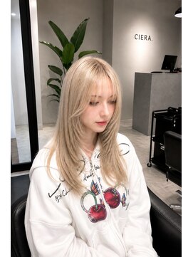 シエラ 心斎橋(CIERA.) ショートバレイヤージュクラゲヘアミルクティーグレージュ