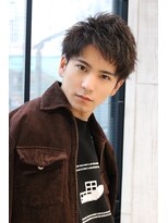 ネイビー(NAVY)&nbsp;流行りのソフトツイスト質感 男らしいアップバング