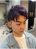 アップバング×パープルカラー