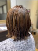 大人可愛い20代30代40代小顔ウルフレイヤーボブ丸みショートボブ
