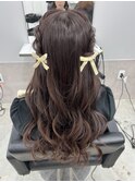 ハーフツイン/アップヘア/ローポニー/結婚式ヘアセット
