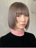 ハイトーンカラー切りっぱなしミディアムペールピンクベージュ★