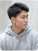 爽やかツーブロックメンズショートバーバーアップバング