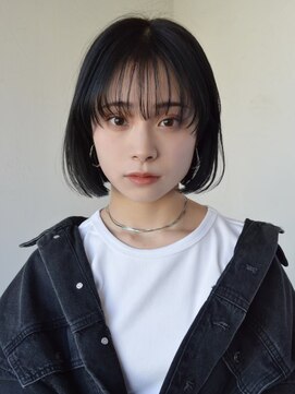 ソイクフ 四条大宮店(SOY-KUFU) ネイビーブラックボブスタイル