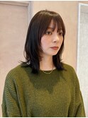 【晴音】大人ミディアムレイヤー/オリーブブラウン/30代