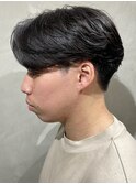 メンズセンターパートウルフセンターパートニュアンスパーマ襟足
