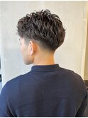 フェードアップバングパーマ y