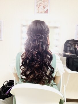 ヒャン(hyang) 編み込みリボン巻き巻きハーフアップ#ヘアセット#西新井