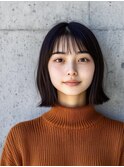 切りっぱなしボブ/イメチェン薄めバング/大人可愛いボブ