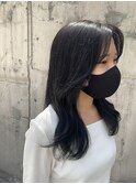 前髪/グレーベージュ/レイヤーロング/黒髪/レイヤースタイル