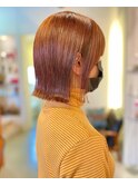オレンジアースカラー×切りっぱなしボブ金沢◎20代30代40代50代