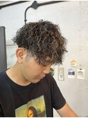 メンズパーマ波巻きパーマメッシュハイライト