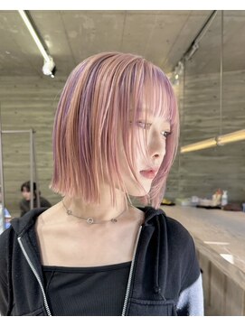 ヲタク(wotaku.) アンブレラカラーピンクラベンダーミックスカラーブリーチカラー