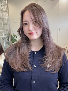 サンクプロジェクト(cinq PROJECT) 韓国風顔周りレイヤーカットミルクティーベージュブラウンカラー