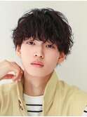 ラウンドマッシュシースルー波巻きパーマ