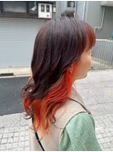 インナーカラー×アプリコットオレンジ