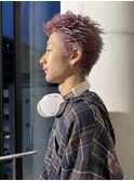 パンク　スパイキーショート　ハイトーン　ピンクグレー
