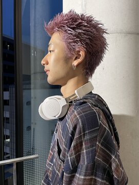 ラッド(Rad) パンク スパイキーショート ハイトーン ピンクグレー