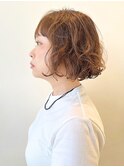 ショートボブ/くせ毛風パーマ/アッシュベージュ
