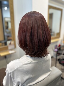 ゼン ネオ(Zen Neo) 【髪質改善】ゆるふわミディアム　ワインレッド　バーガンディ