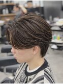 フェザーパーマニュアンスセンターパートリバースパーマ毛流れ