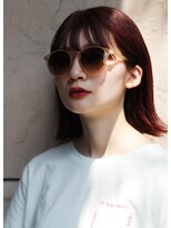 ウム(UMM)&nbsp;【UMM國守】ツヤツヤチェリーレッド小顔切りっぱなしボブ☆