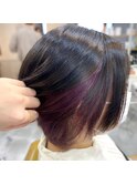 ショートボブ×インナーパープル