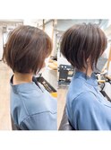 絶壁解消×くびれ×30代40代50代×前髪長め大人ショートボブ永