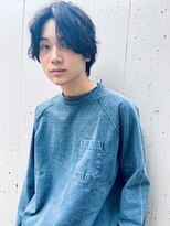 センターパート伸ばしかけ×パー