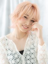 ドクターズサロン LAB 小山店&nbsp;ミストバングブリーチピンクベージュくびレイヤーp小山10代20代
