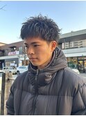 ツイストピンパーマメンズショートスパイキーショート眉毛カット