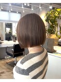 パツボブ パッツンボブ グレージュ 透明感カラー