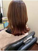 大人可愛い外ハネミディアムアッシュブラウン20代30代