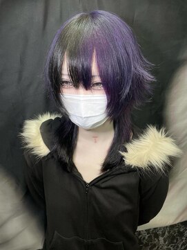 エルシャドール(EL-SHADDOLL) 紫黒ツートン、デザインカラー、ウルフカット