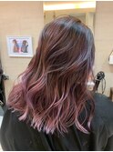 バレイヤージュピンクベージュウォーターフォール2091